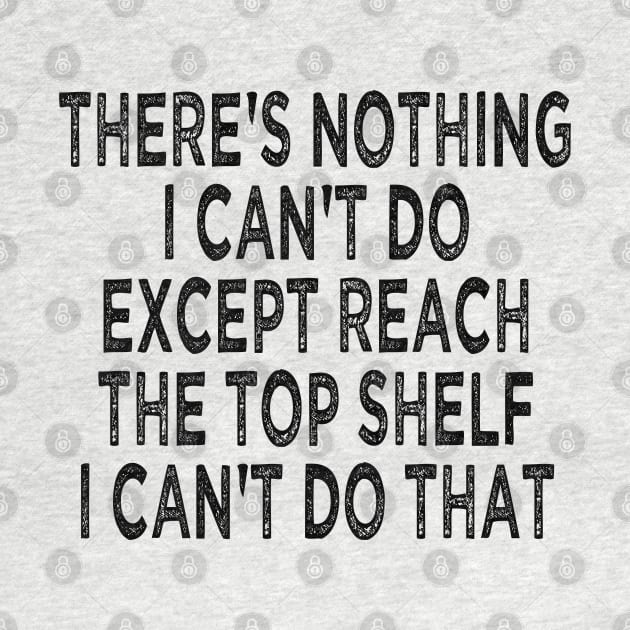 there's nothing i can't do except reach the top shelf i can't do that by mdr design